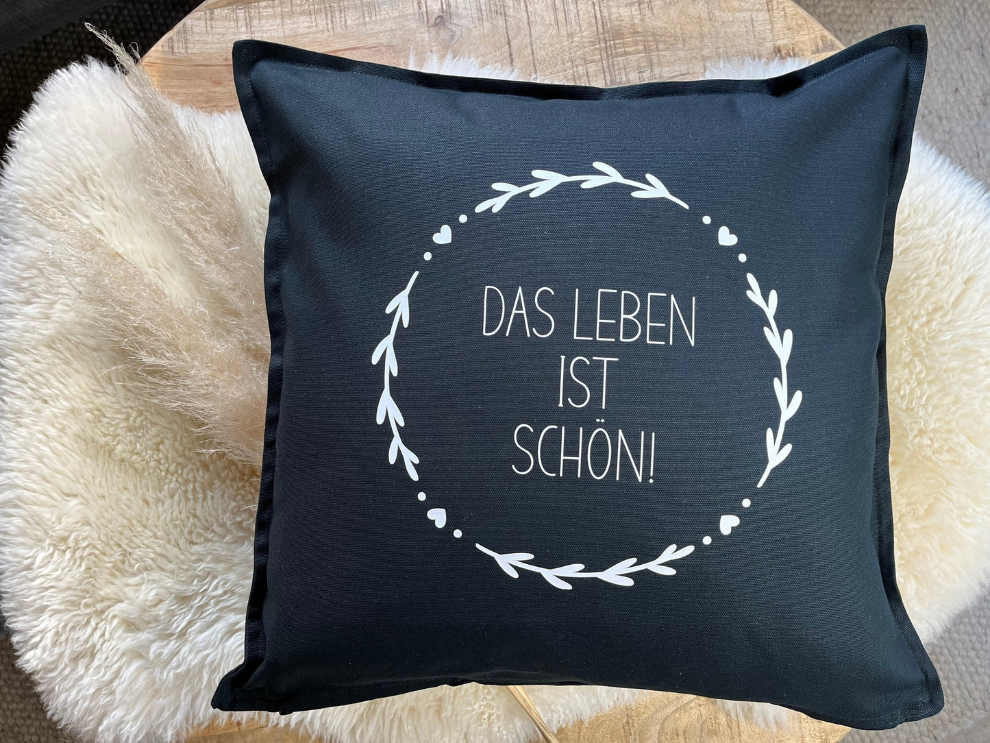 Kissen schönes Leben schwarz