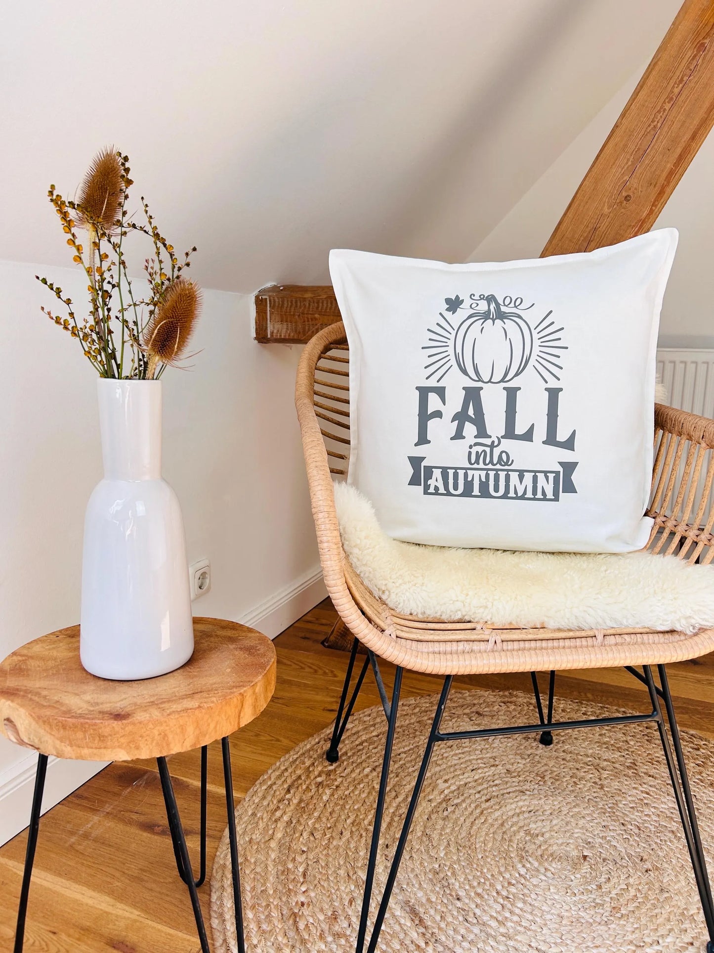 Deko Kissen FALL into Autumn weiß