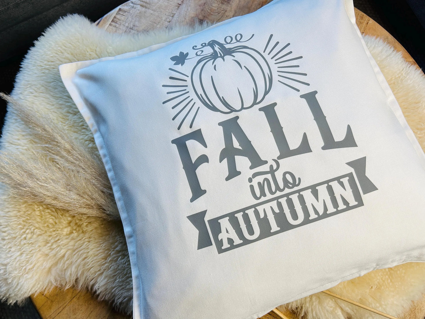 Deko Kissen FALL into Autumn weiß