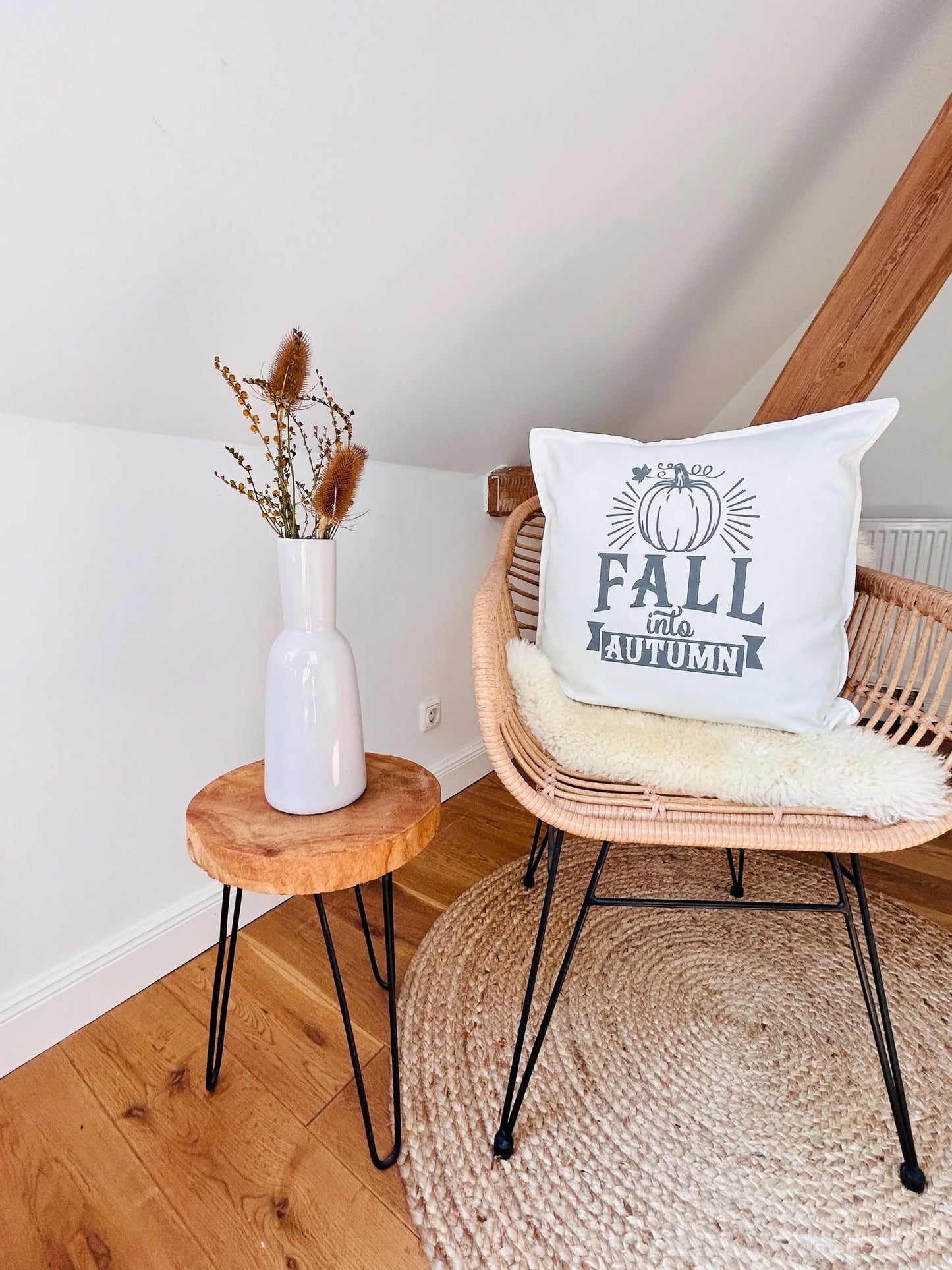 Deko Kissen FALL into Autumn weiß