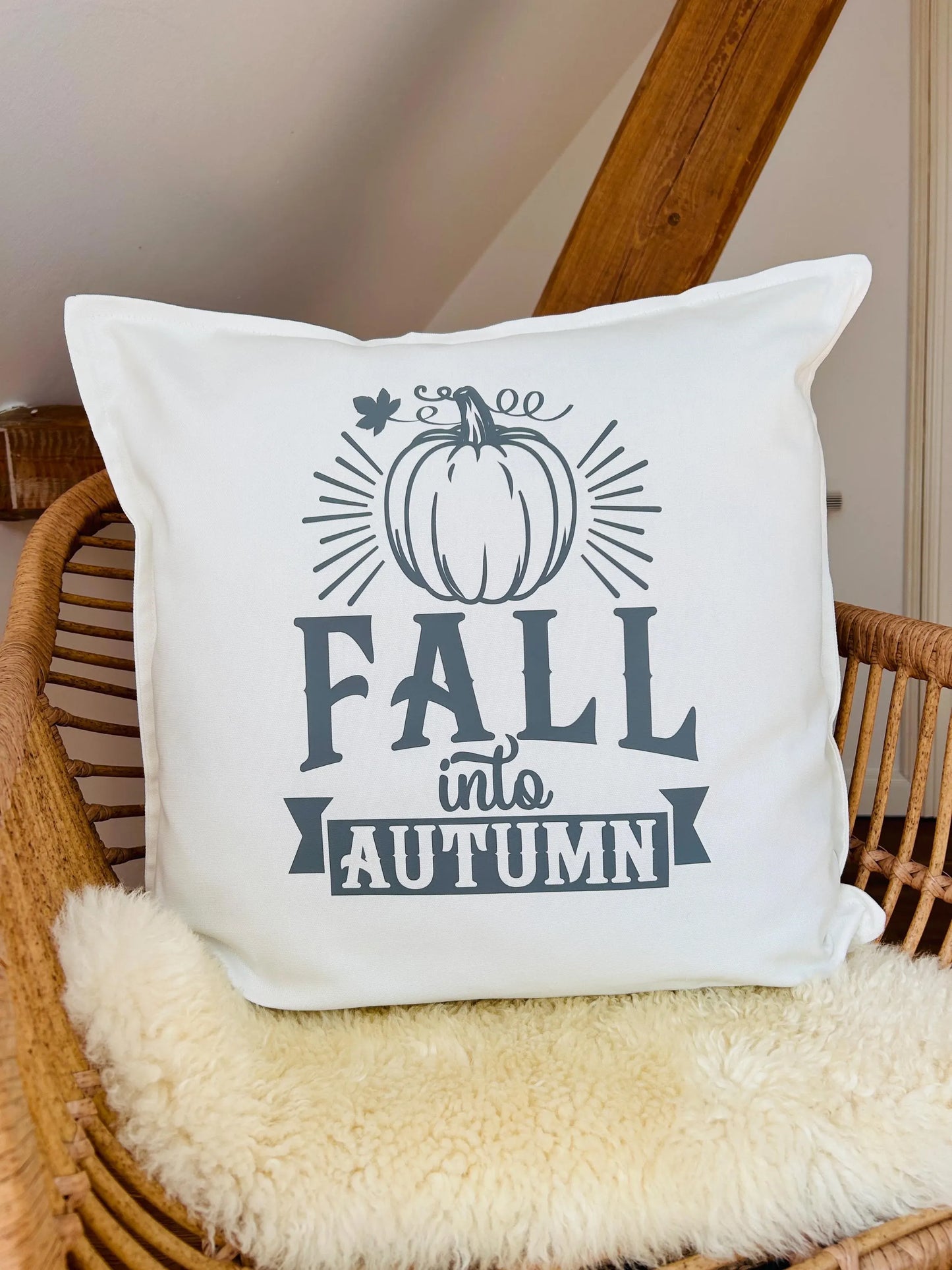 Deko Kissen FALL into Autumn weiß