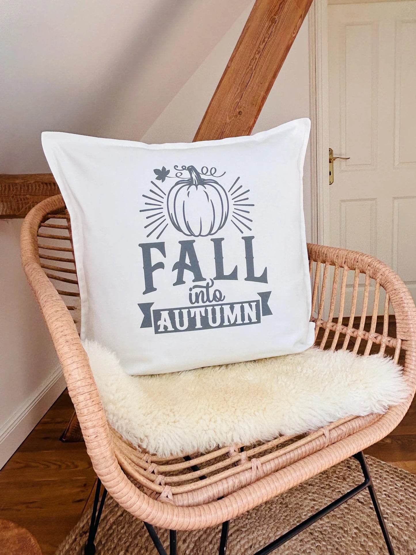 Deko Kissen FALL into Autumn weiß