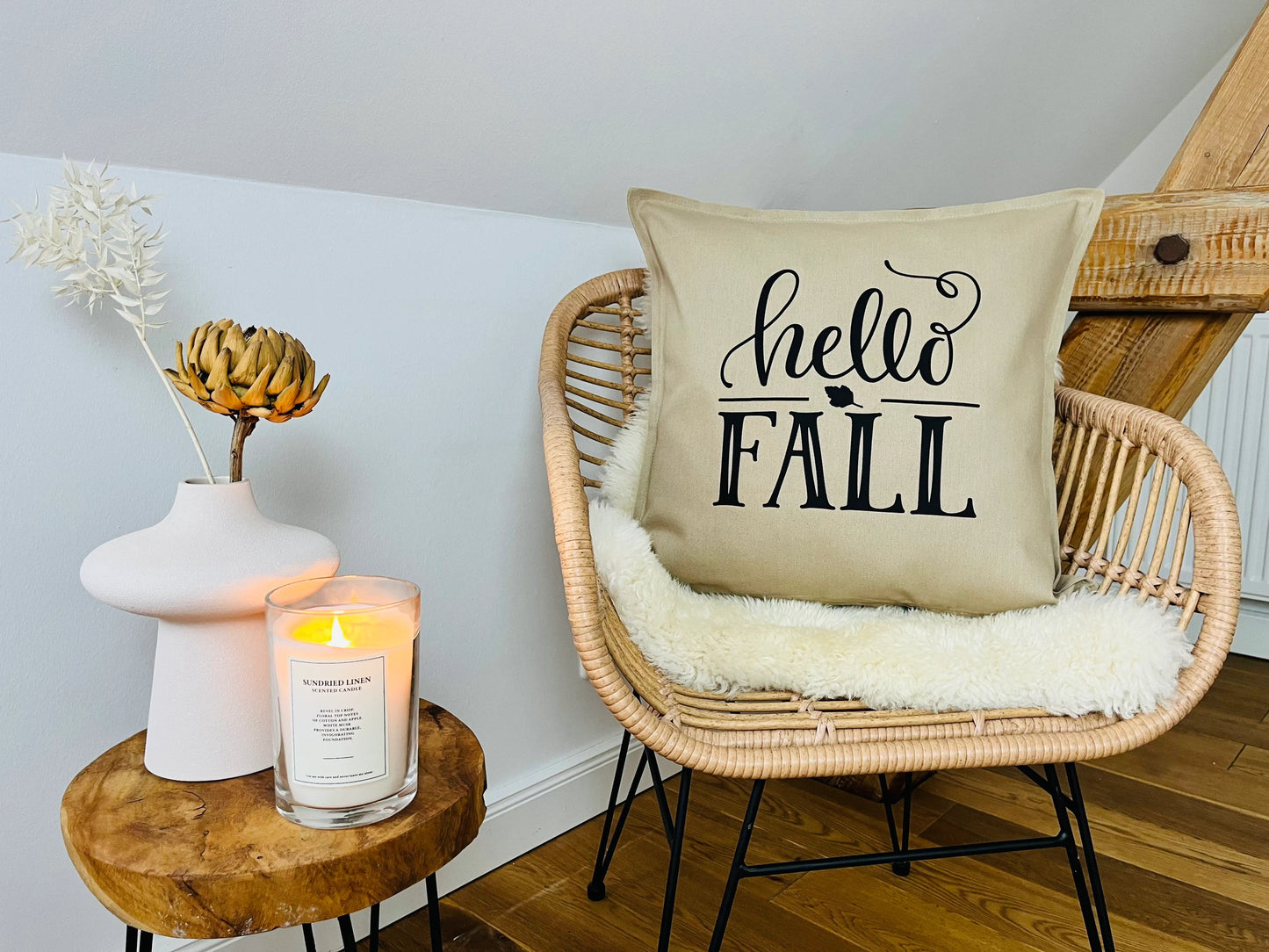 Deko Kissen hello fall beige