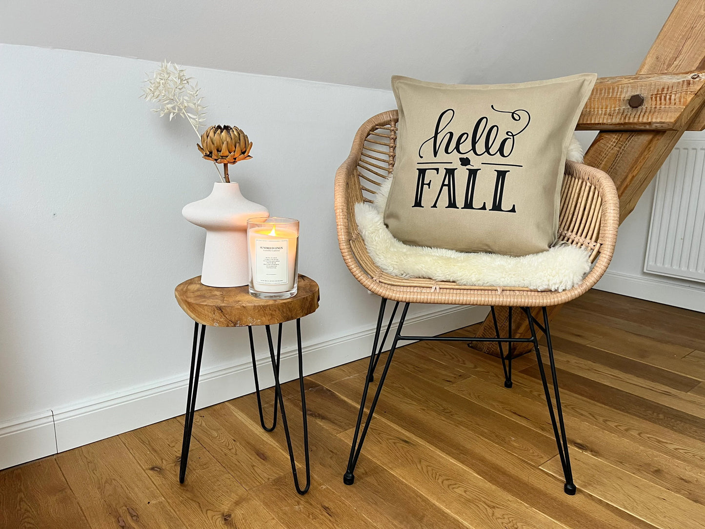 Deko Kissen hello fall beige