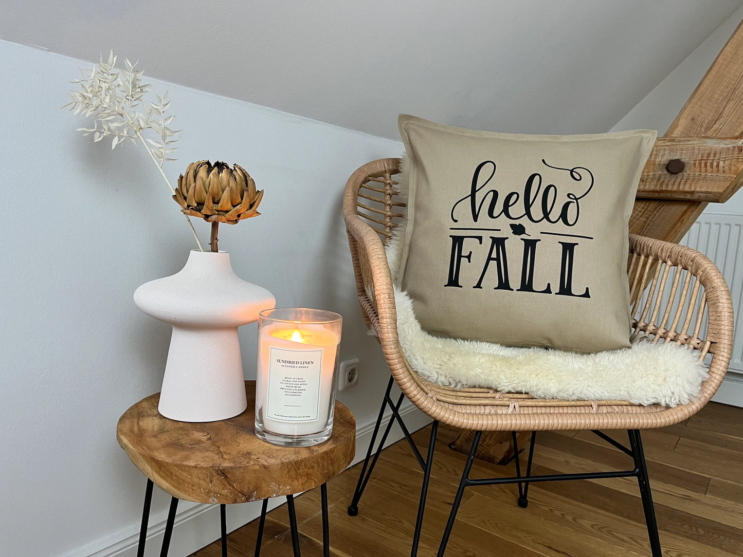 Deko Kissen hello fall beige