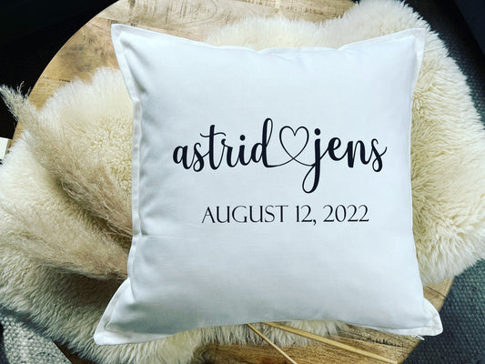 Kissen personalisiert Hochzeit weiss