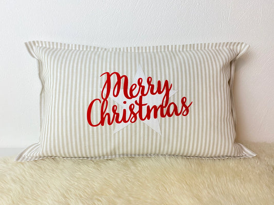 Kissen Merry Christmas rot beige