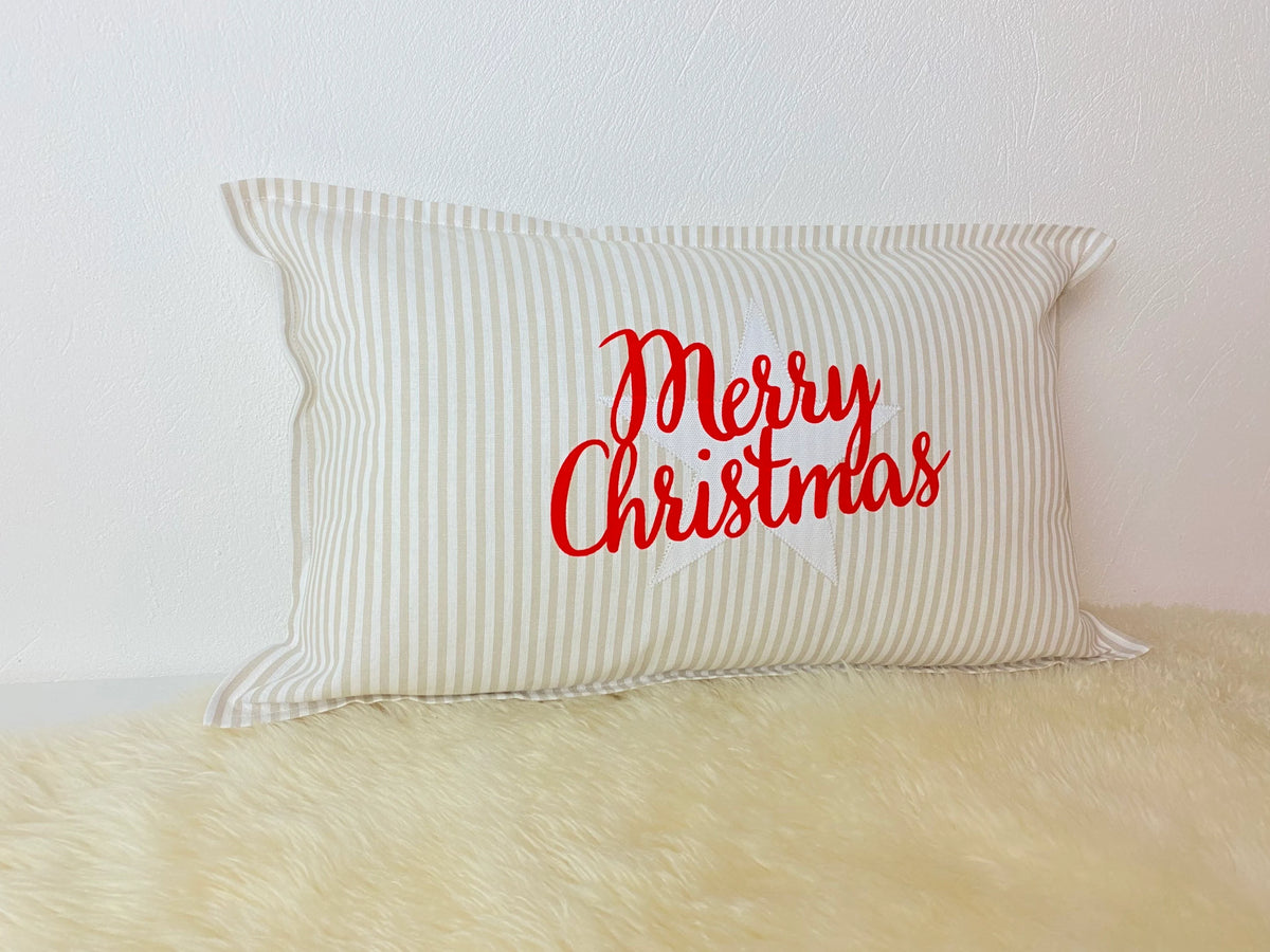 Kissen Merry Christmas rot beige