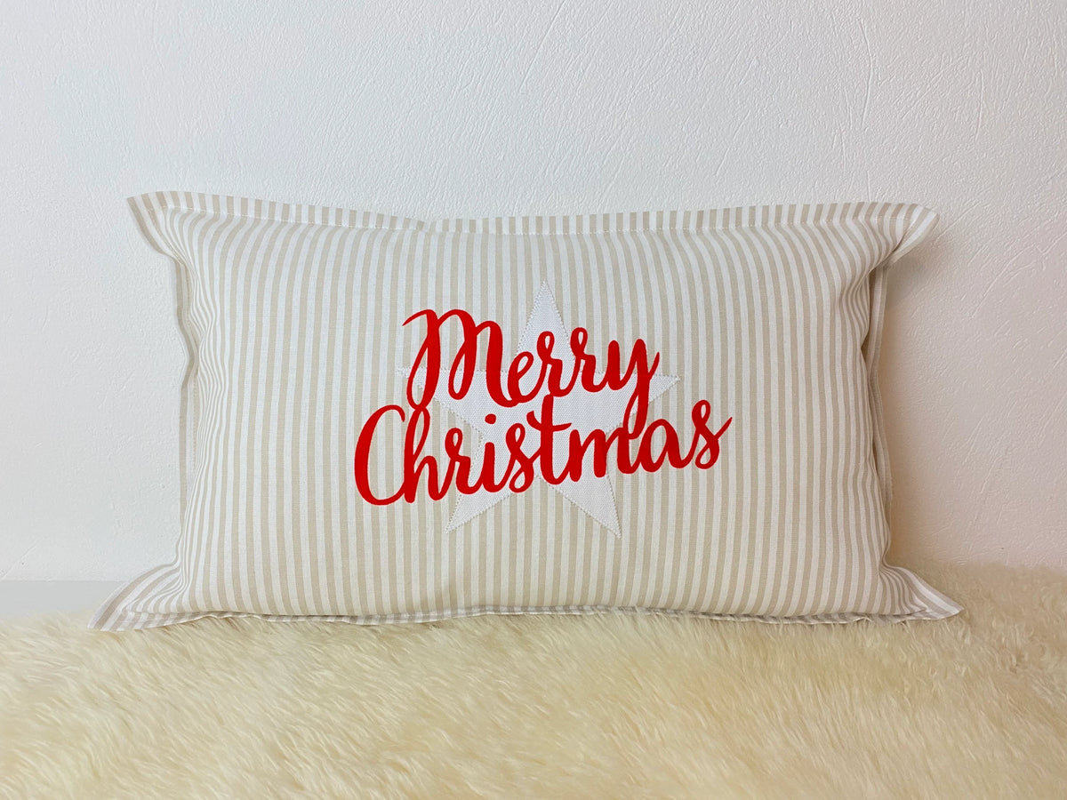 Kissen Merry Christmas rot beige