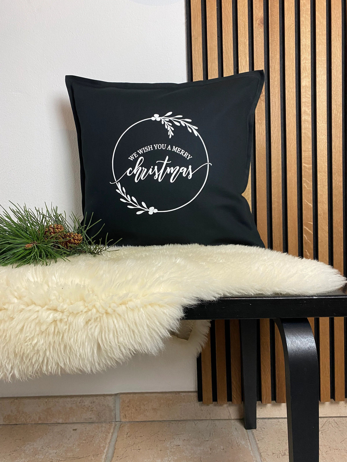 Kissen Merry christmas schwarz Weihnachten