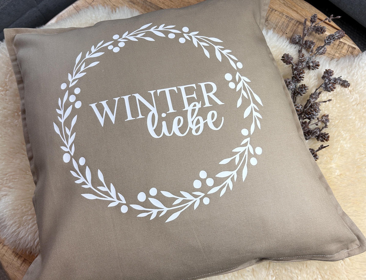 Kissen Winterliebe beige