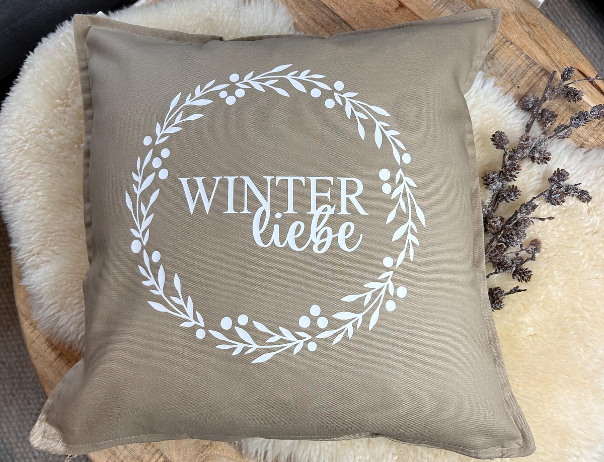 Kissen Winterliebe beige