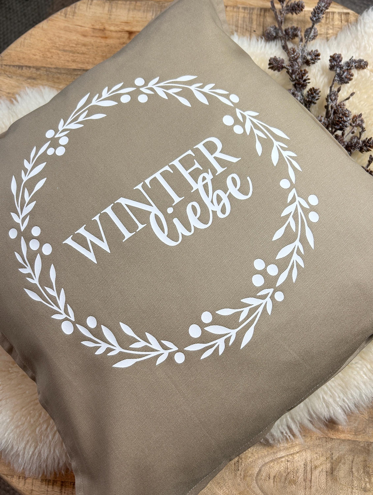 Kissen Winterliebe beige