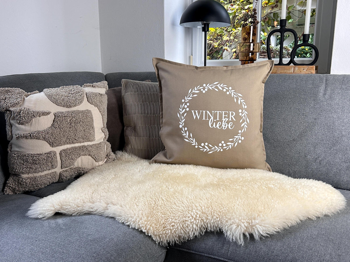 Kissen Winterliebe beige