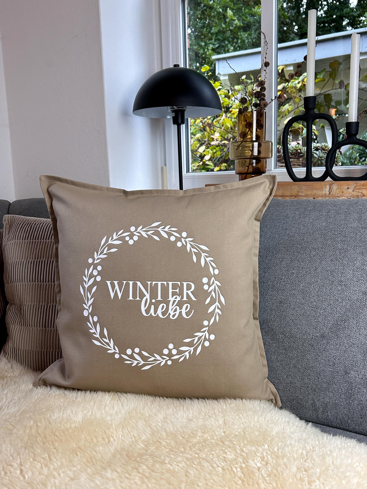 Kissen Winterliebe beige