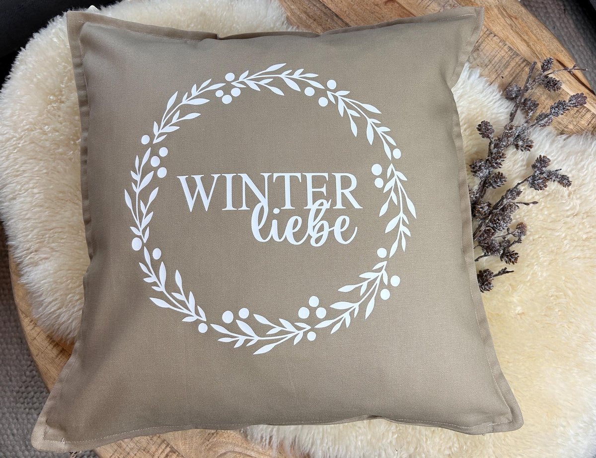 Kissen Winterliebe beige