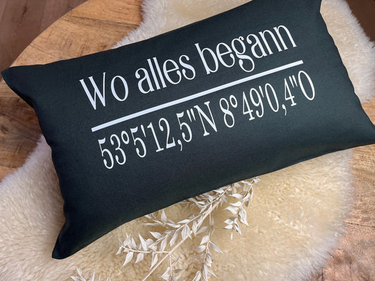 Kissen Wo alles begann Koordinaten