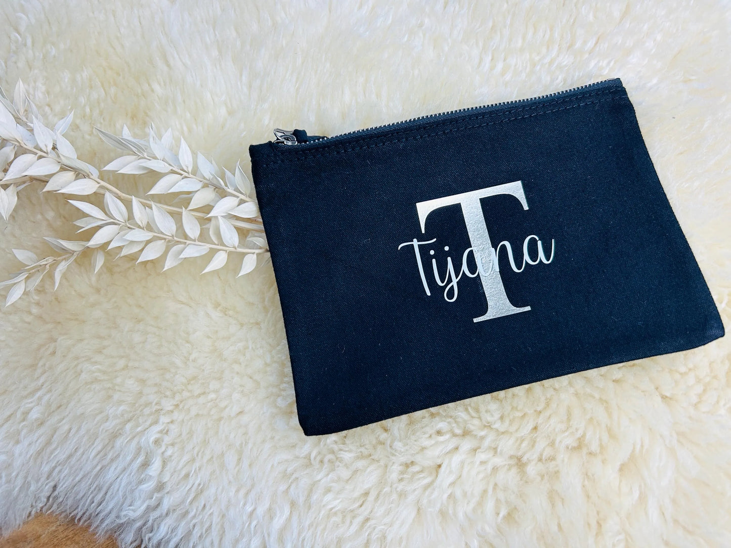 Kosmetiktasche personalisiert schwarz