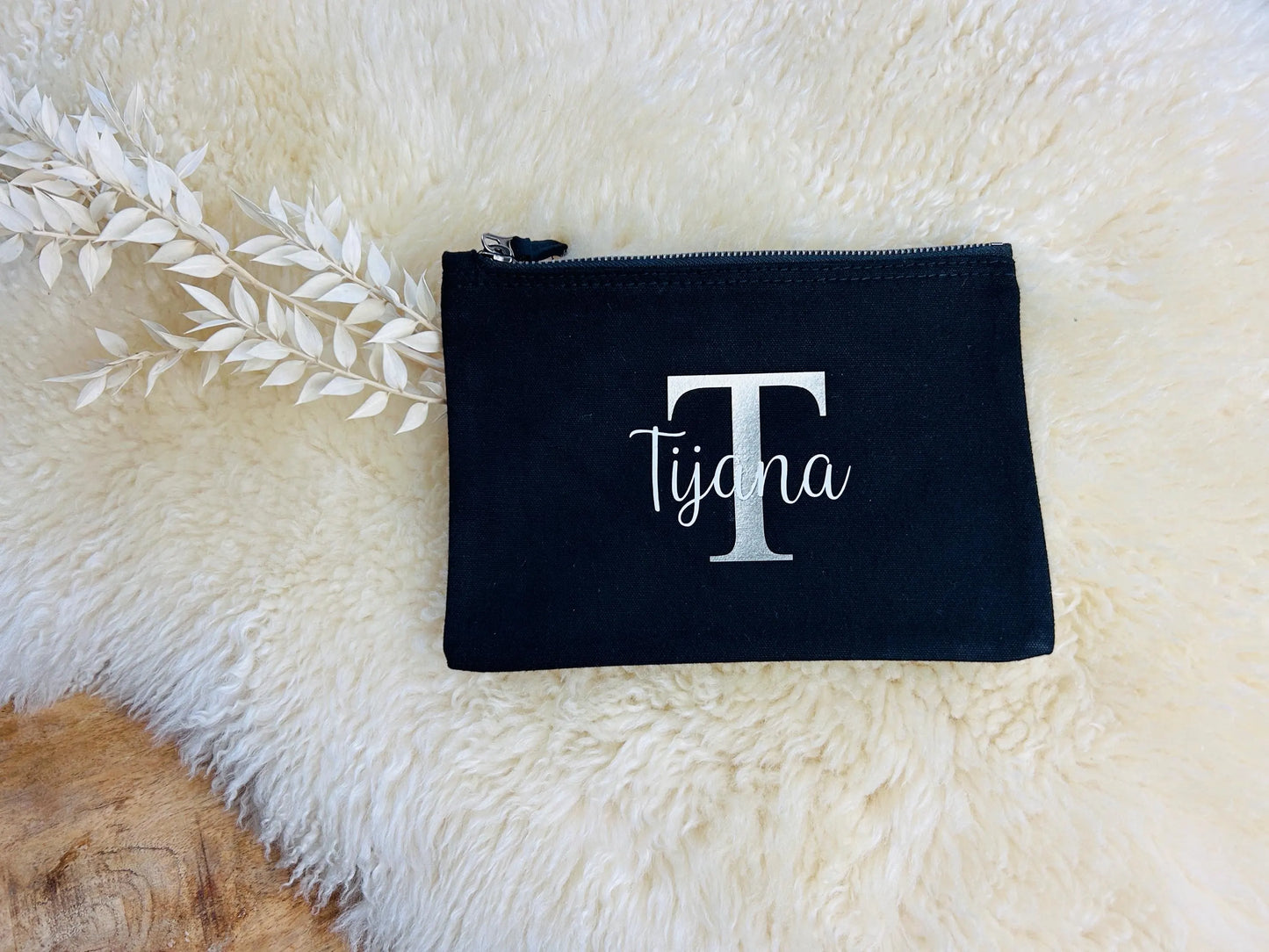 Kosmetiktasche personalisiert schwarz