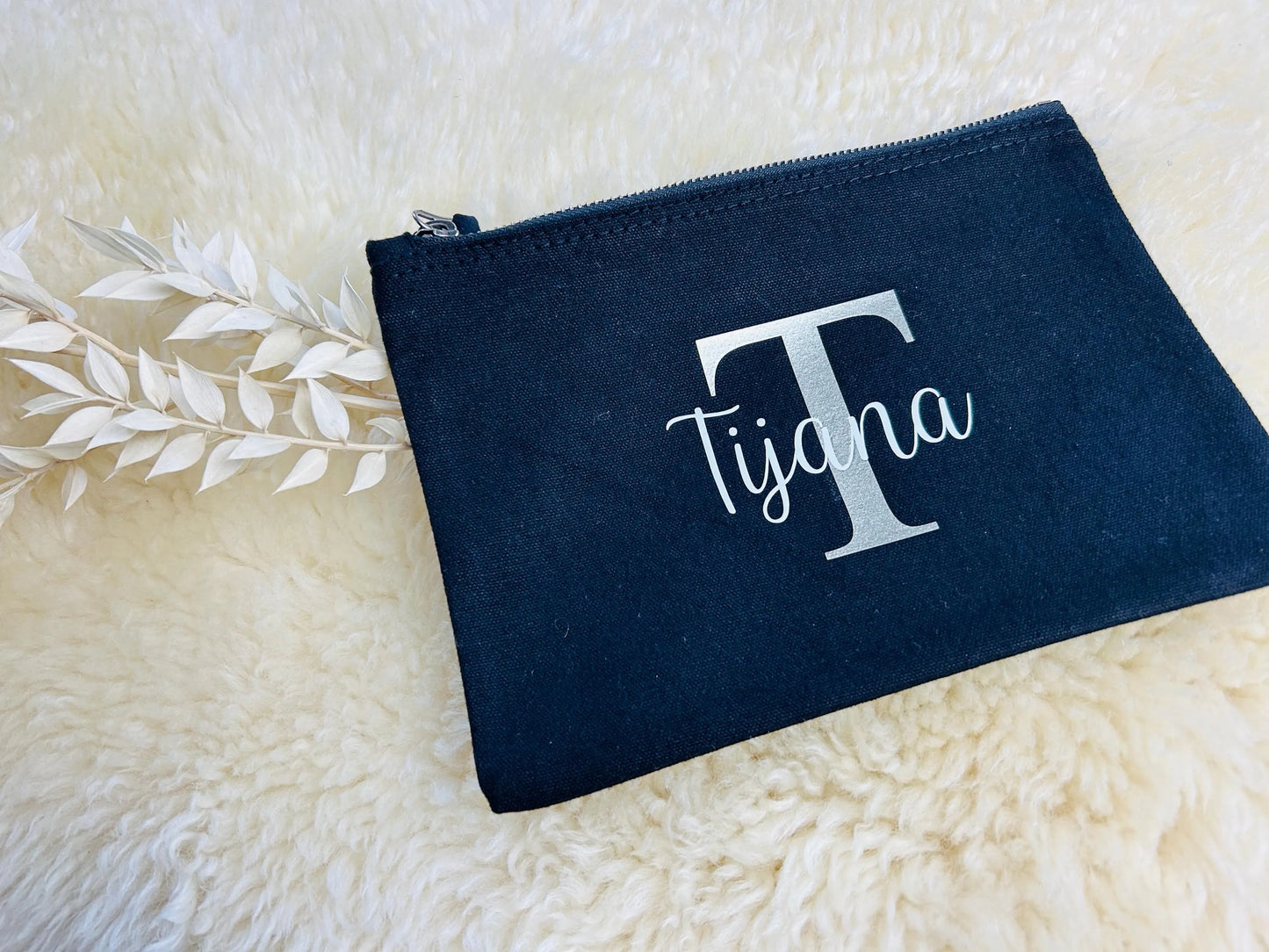 Kosmetiktasche personalisiert schwarz