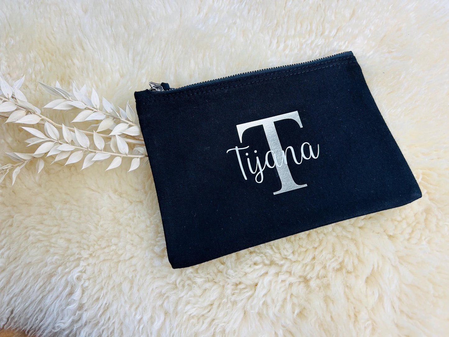 Kosmetiktasche personalisiert schwarz