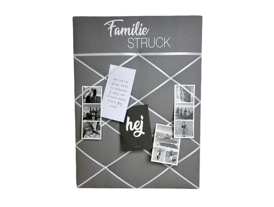 Memoboard Familie grau personalisiert