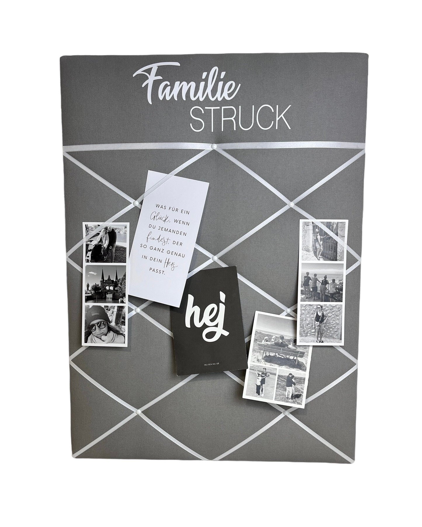 Memoboard Familie grau personalisiert