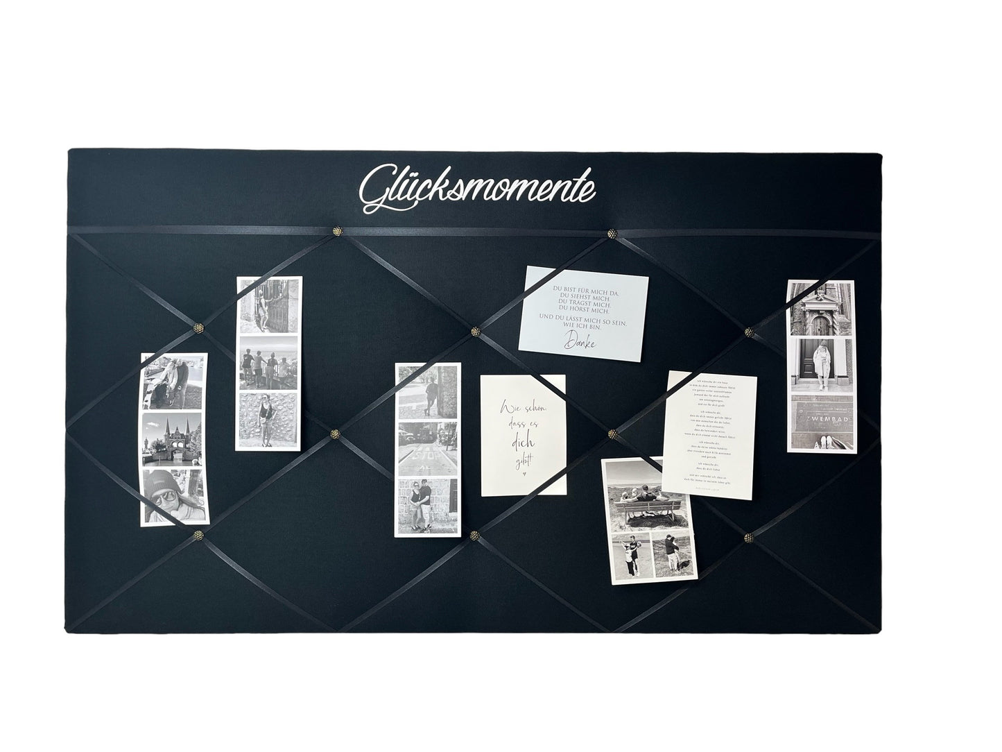 Memoboard Glücksmomente personalisiert schwarz