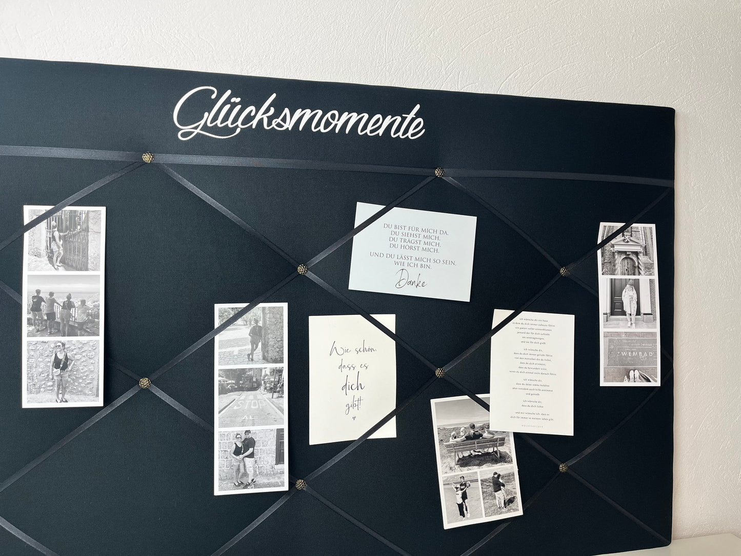 Memoboard Glücksmomente personalisiert schwarz