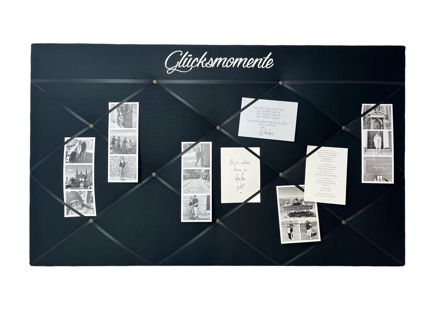 Memoboard Glücksmomente personalisiert schwarz