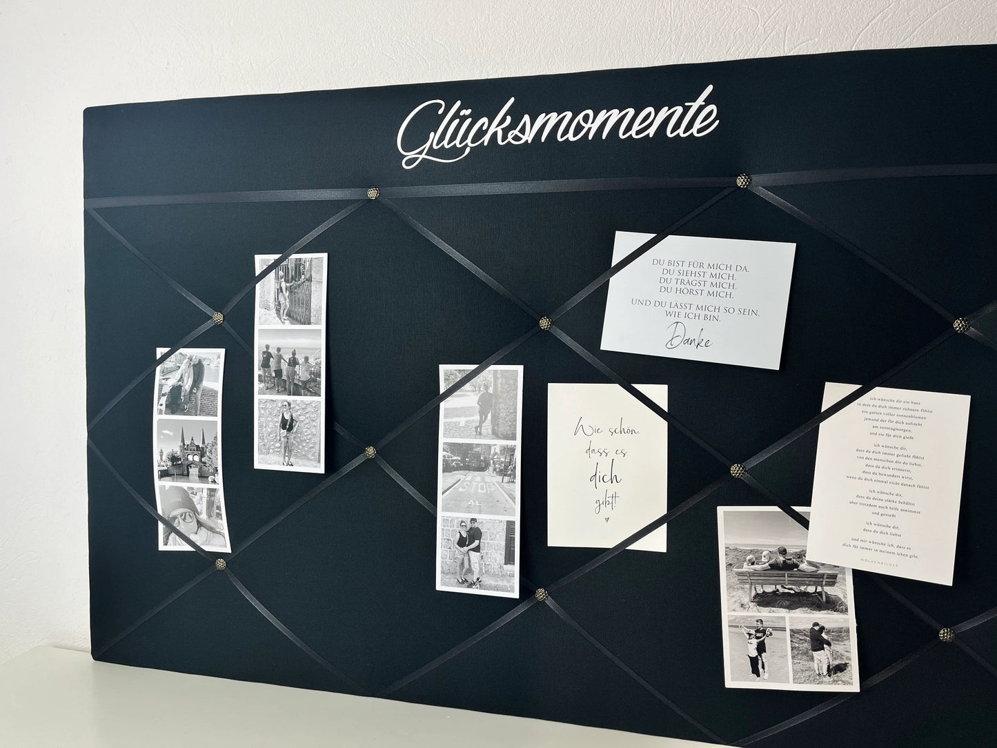 Memoboard Glücksmomente personalisiert schwarz