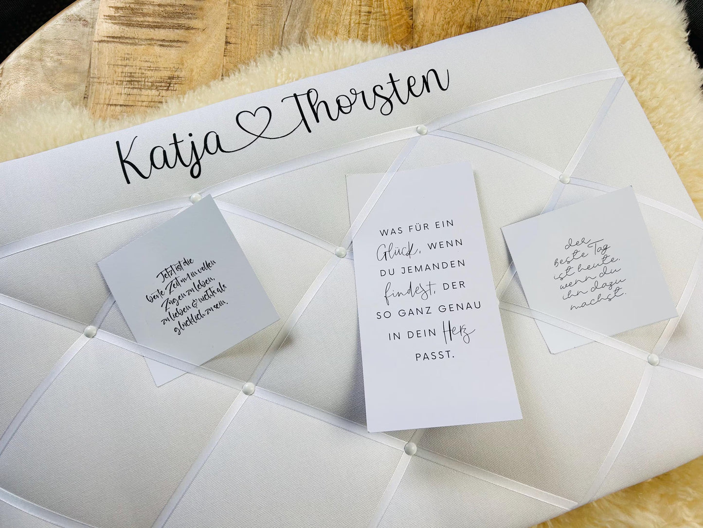 Memoboard Hochzeit personalisiert weiß
