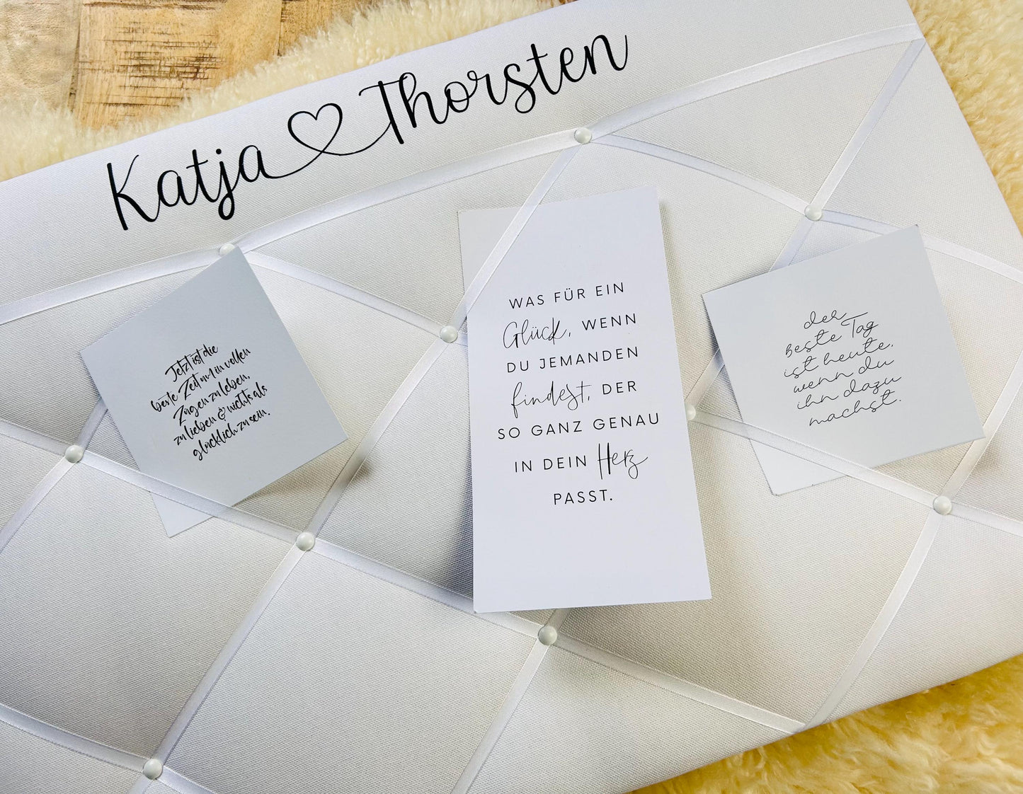 Memoboard Hochzeit personalisiert weiß