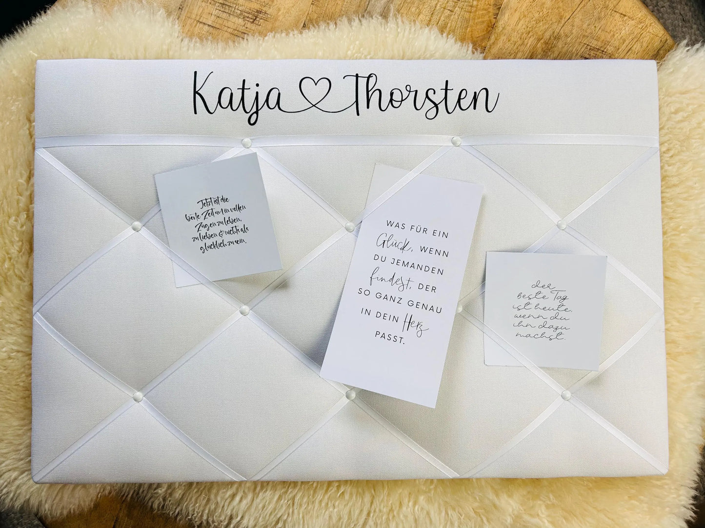 Memoboard Hochzeit personalisiert weiß