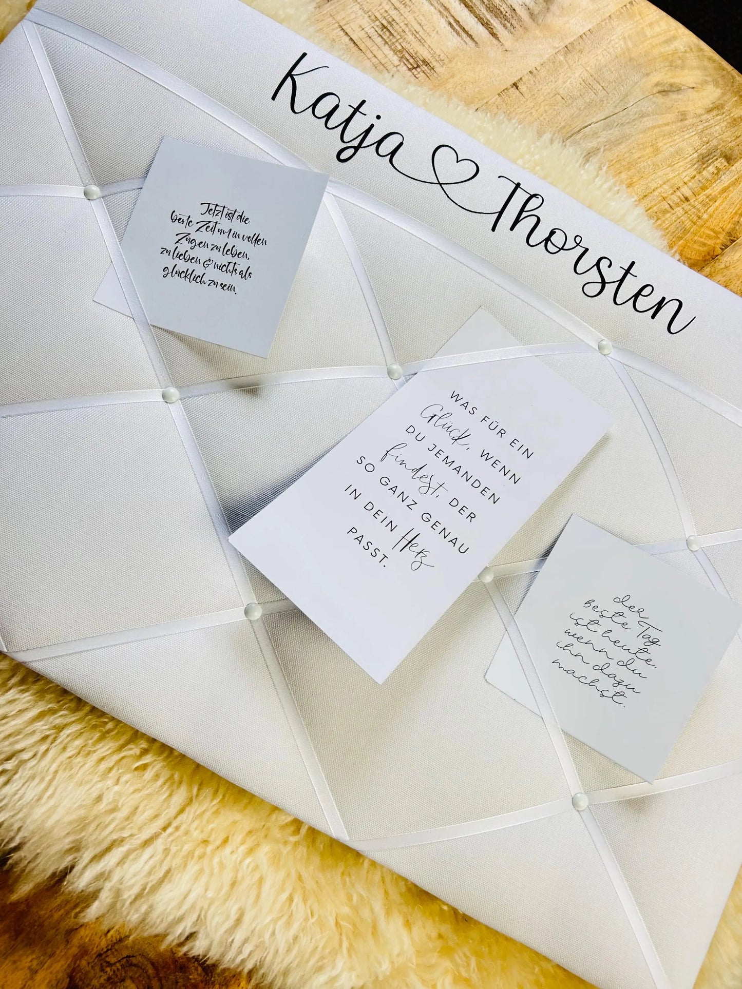 Memoboard Hochzeit personalisiert weiß