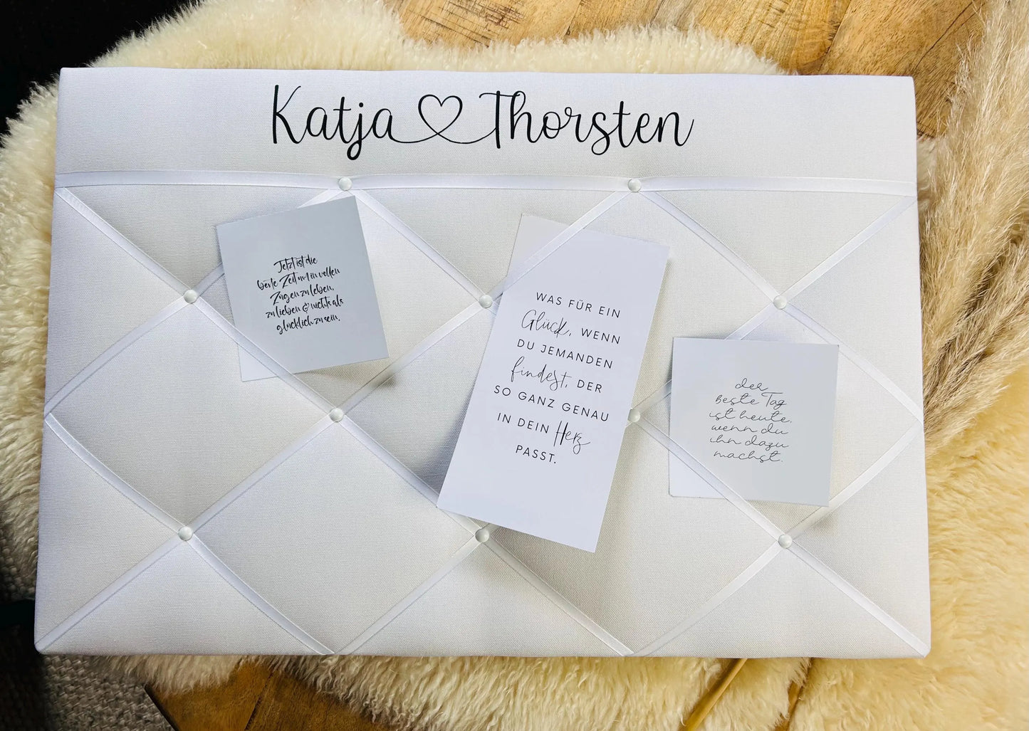 Memoboard Hochzeit personalisiert weiß