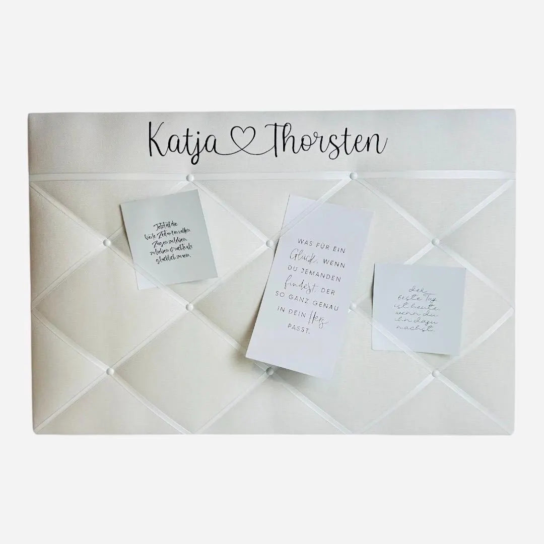 Memoboard Hochzeit personalisiert weiß