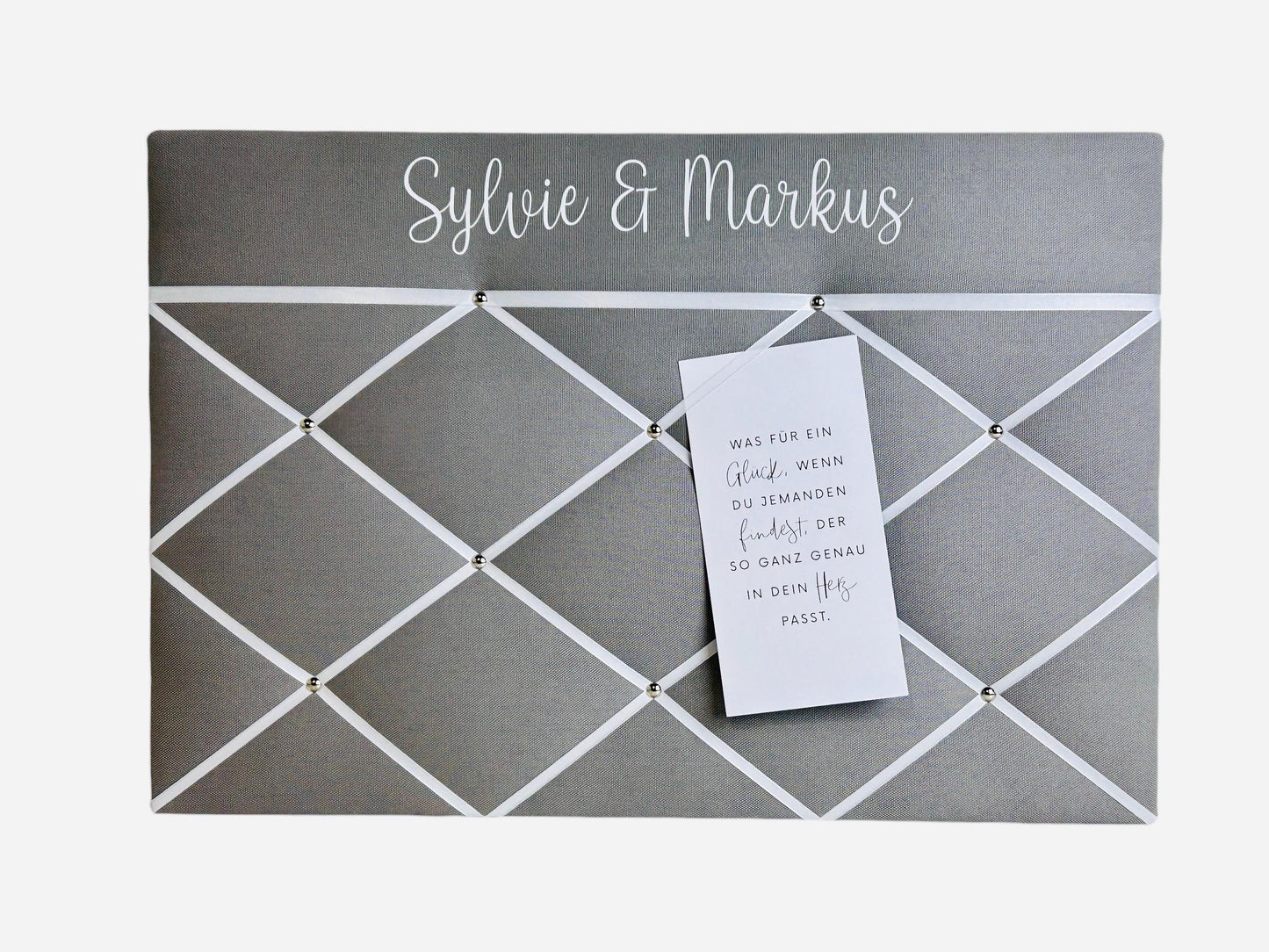 Memoboard Hochzeit personalisiert grau