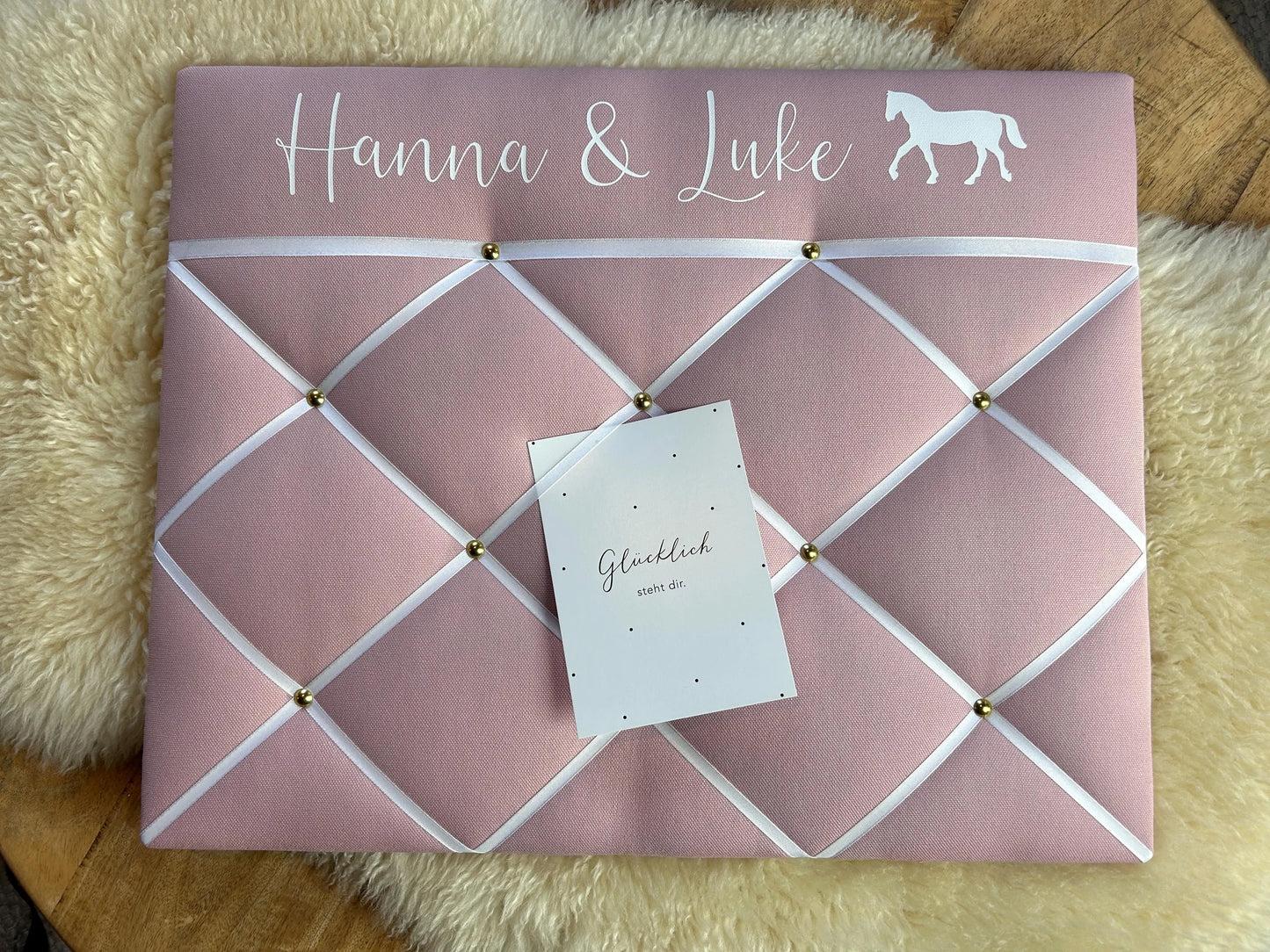 Memoboard Pferdeliebe altrosa Wunschgröße