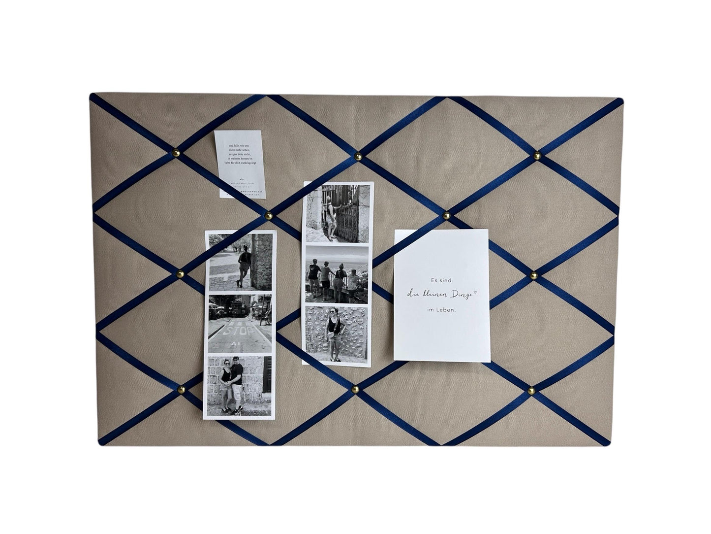 Memoboard Canvas beige - marineblau