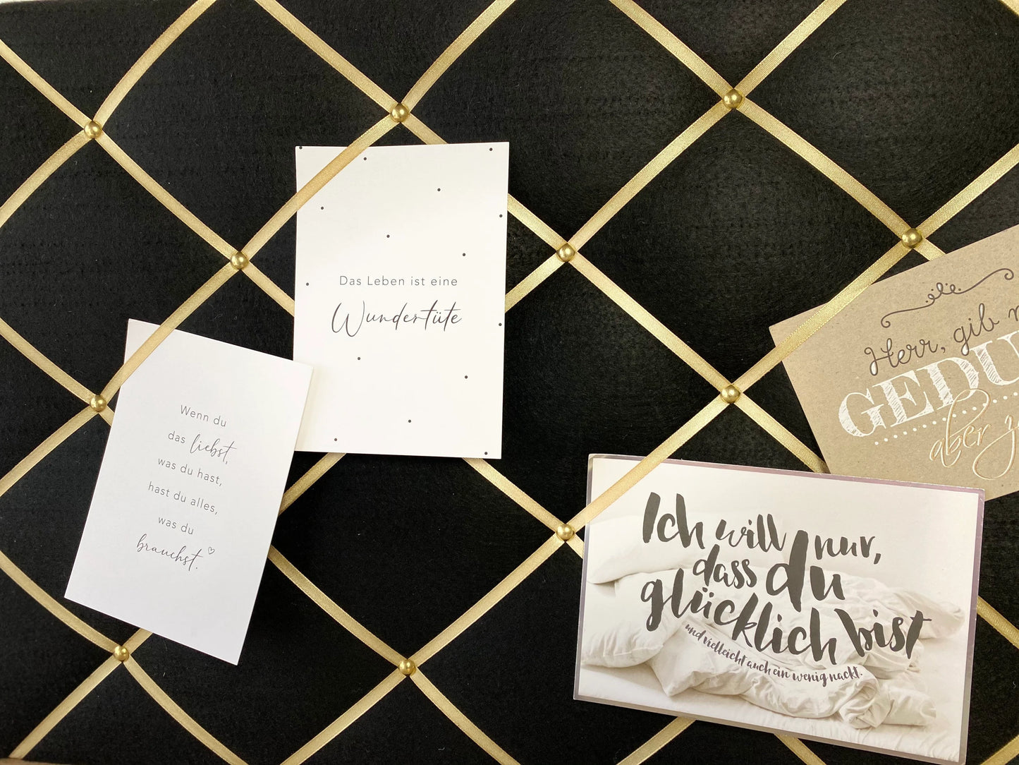 Memoboard schwarz gold Filz