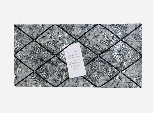 Memoboard Flowerprint schwarz weiß Wunschgröße
