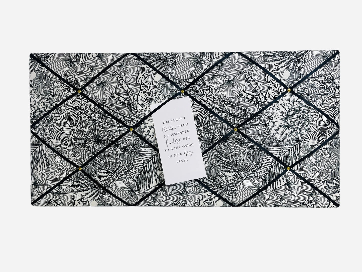 Memoboard Flowerprint schwarz weiß Wunschgröße