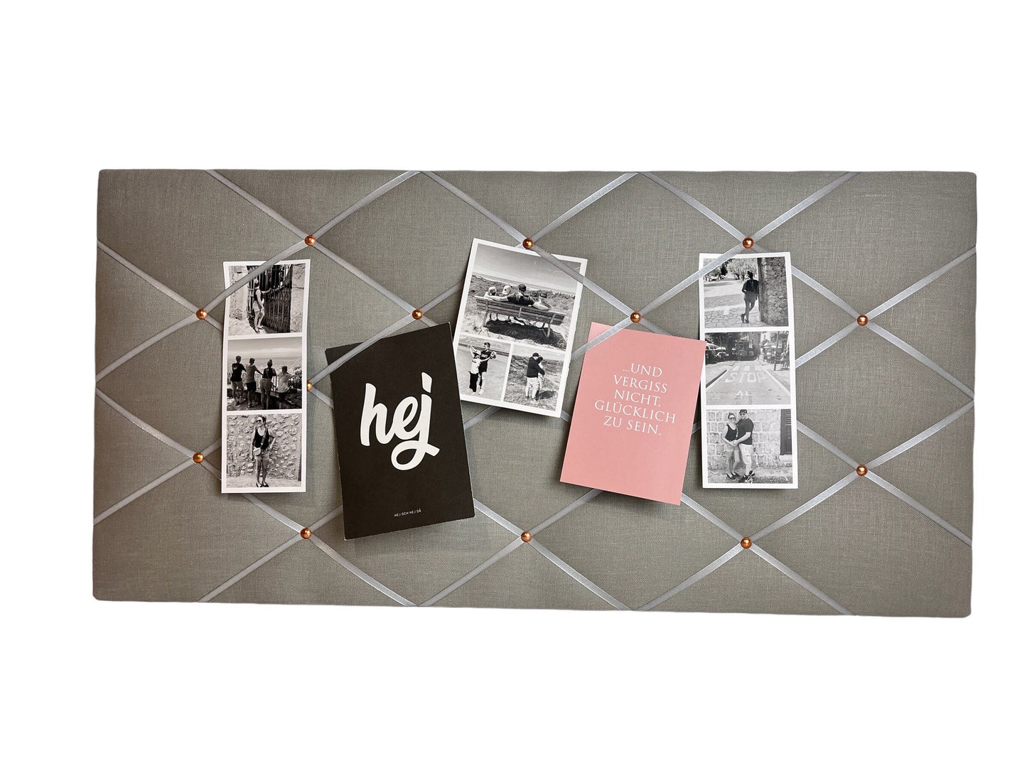 Memoboard Leinen grau