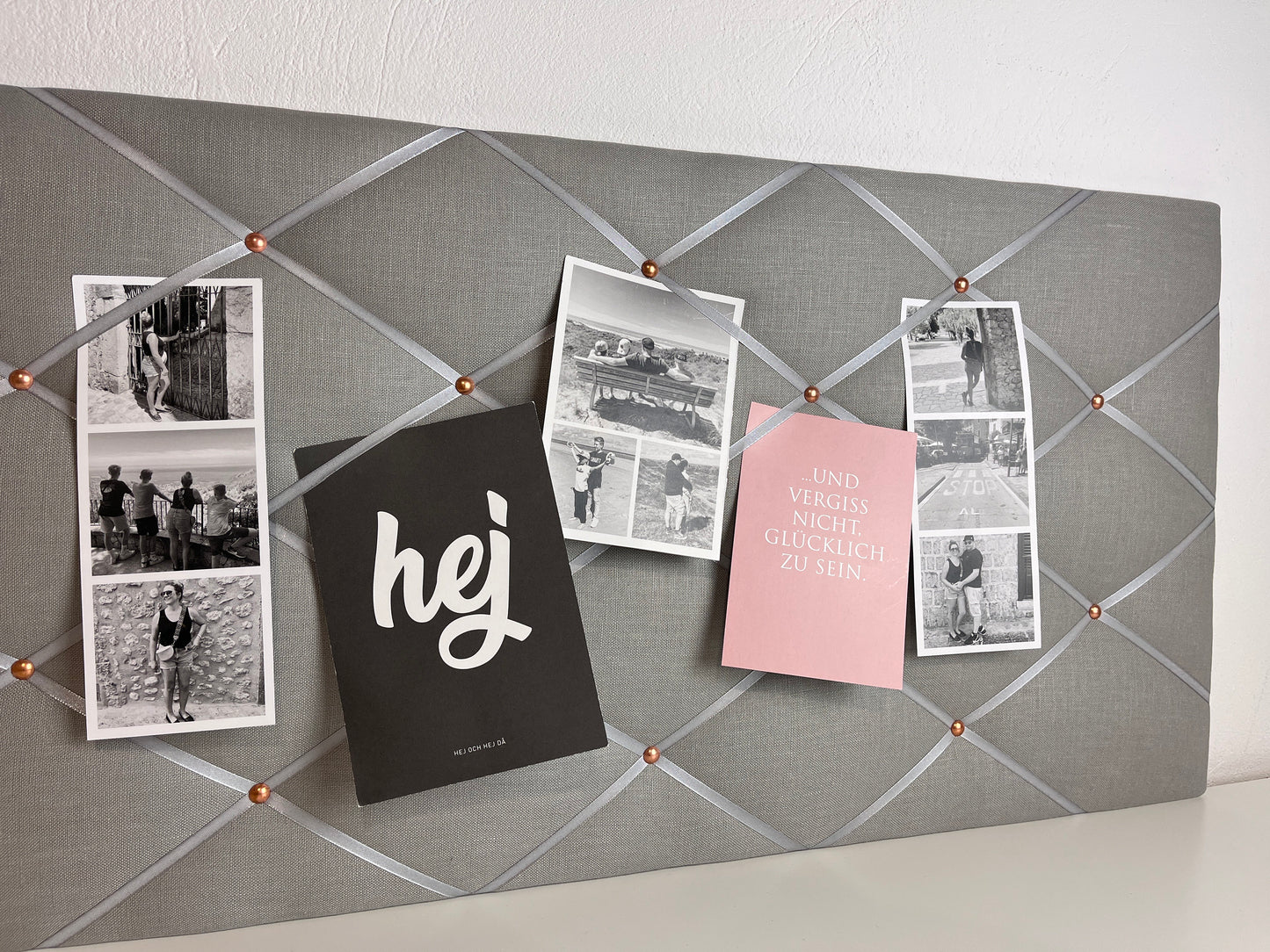 Memoboard Leinen grau