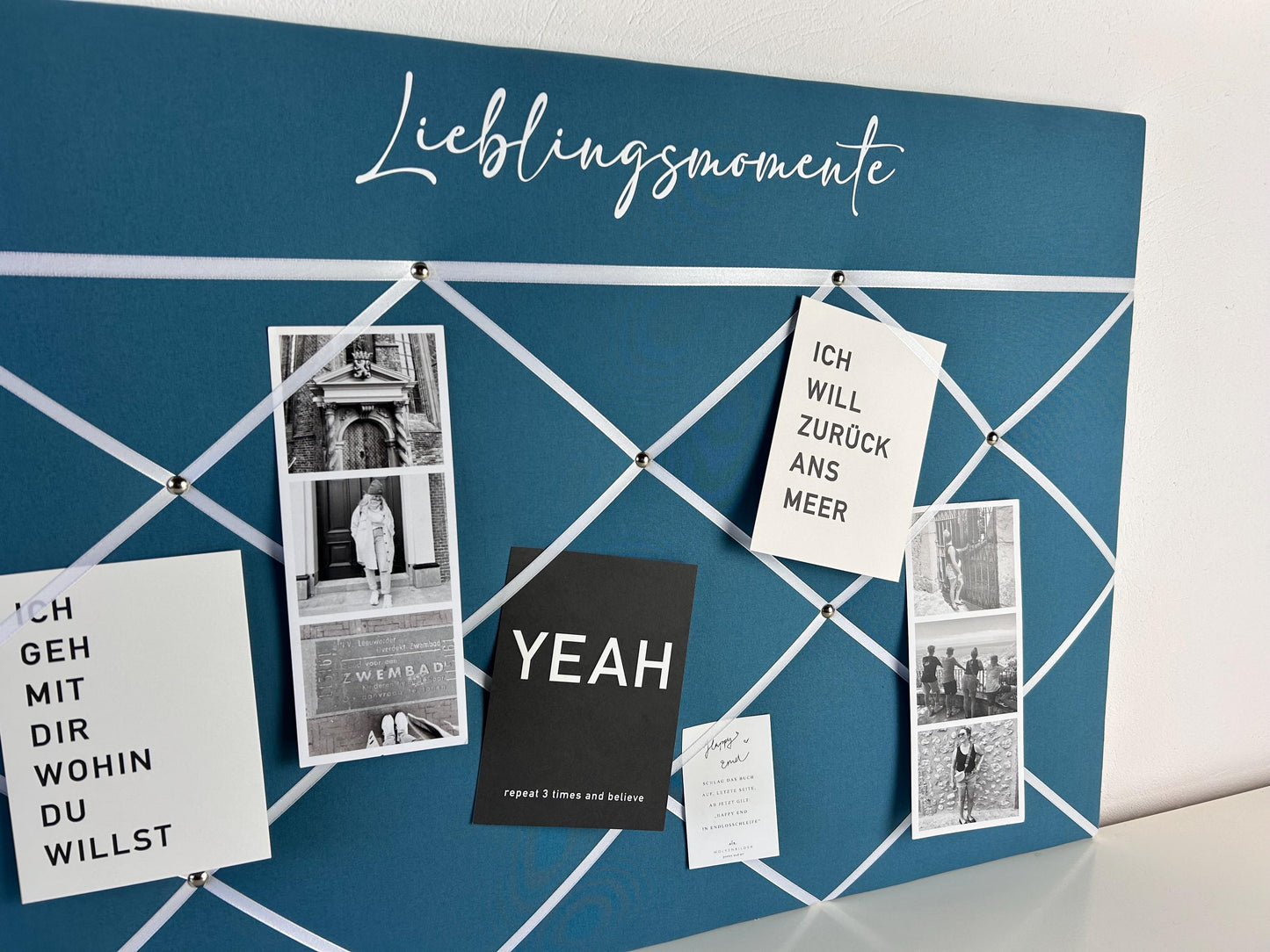 Memoboard Lieblingsmomente personalisiert türkis
