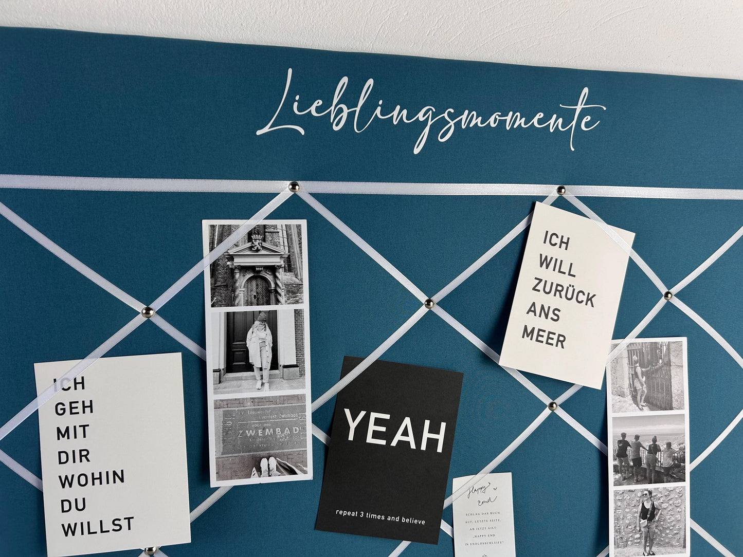 Memoboard Lieblingsmomente personalisiert türkis