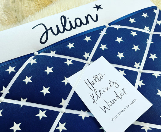 Memoboard personalisiert Stern blau