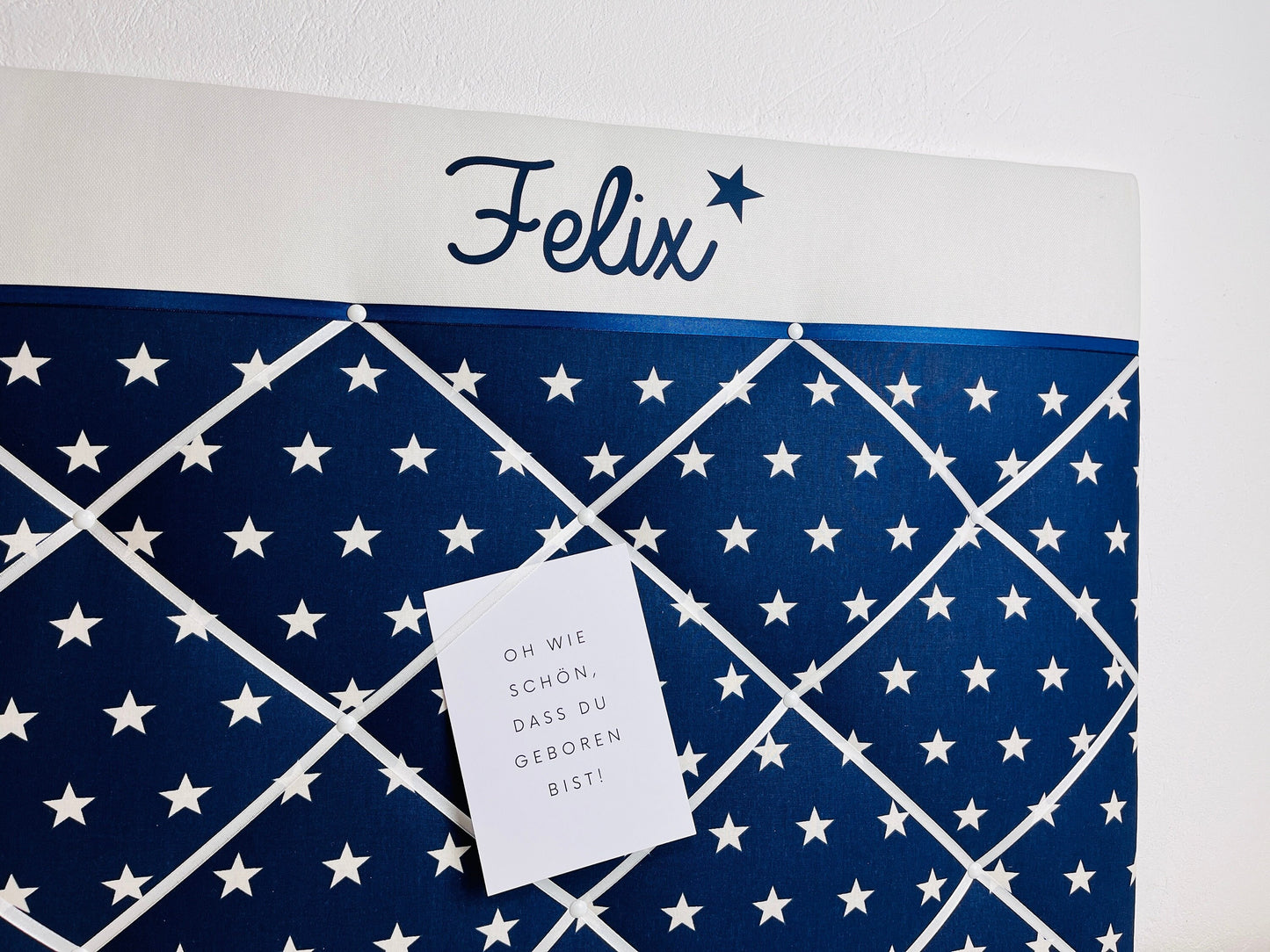 Memoboard personalisiert Stern blau