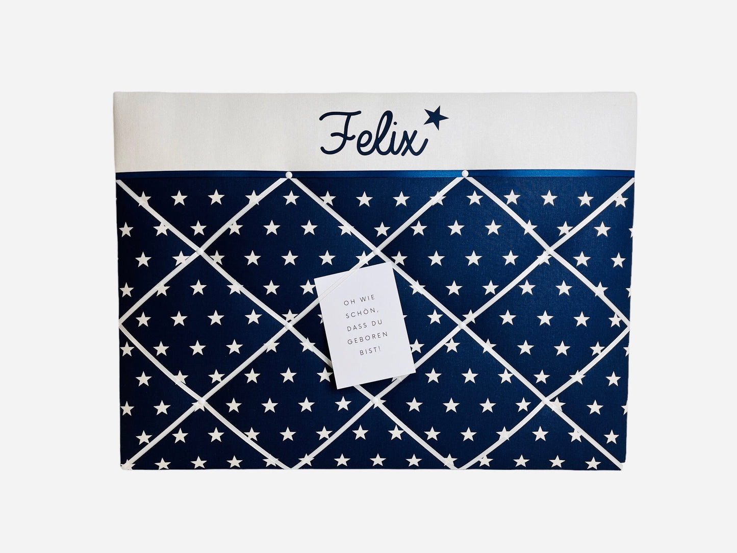 Memoboard personalisiert Stern blau